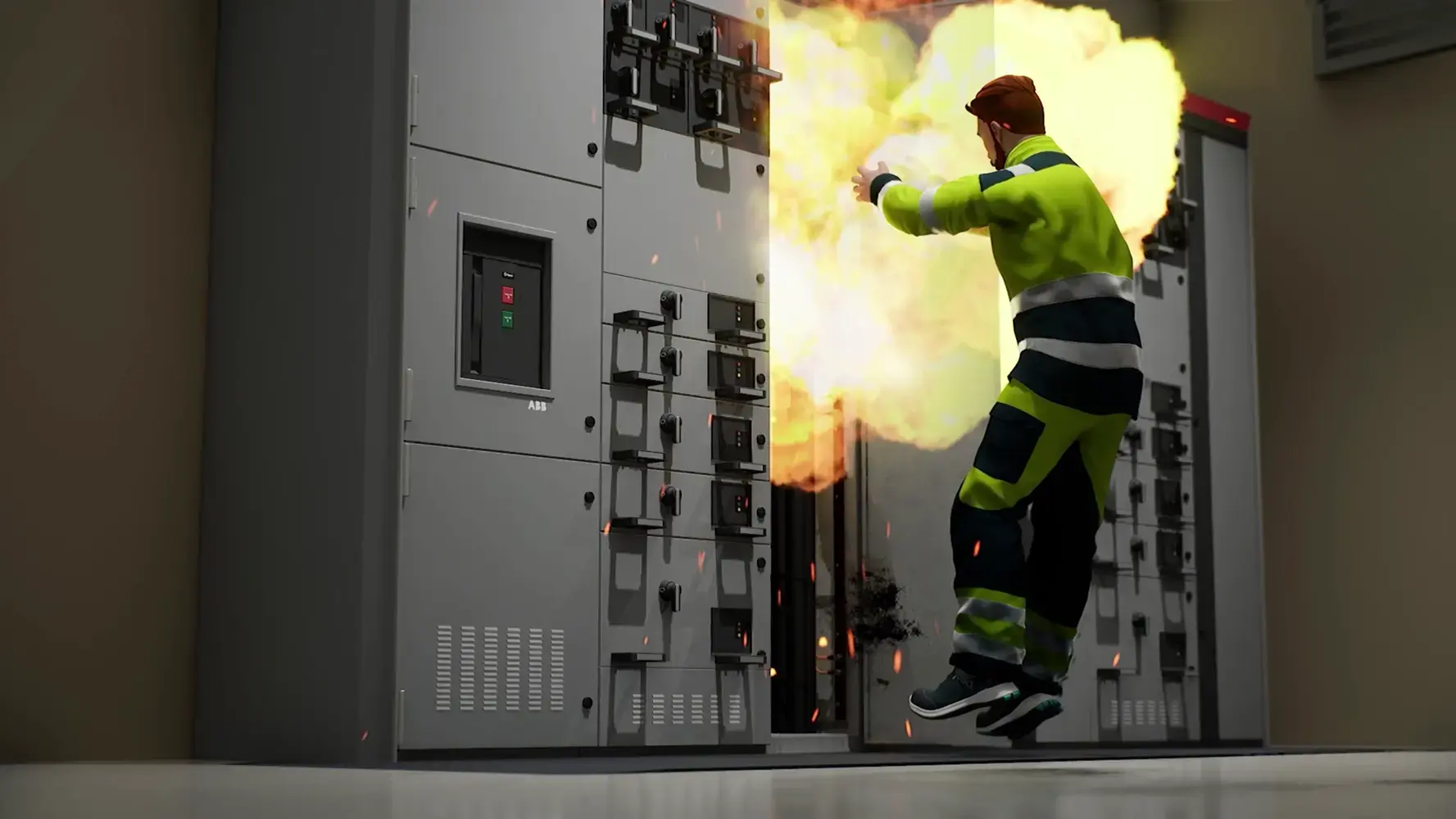 Electric arc - 3D animated worker